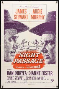 9b637 NIGHT PASSAGE 1sh R64 no one could stop the showdown between Jimmy Stewart & Audie Murphy!