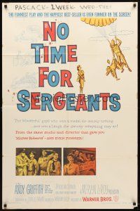 9b641 NO TIME FOR SERGEANTS 1sh '58 Andy Griffith, wacky Air Force paratrooper artwork!