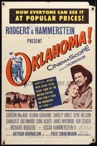 9b653 OKLAHOMA 20th Century Fox release 1sh '56 MacRae, Jones, Rodgers & Hammerstein musical!
