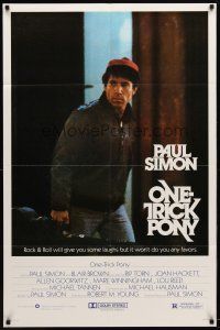 9b662 ONE TRICK PONY 1sh '80 great c/u of Paul Simon holding guitar in case, rock & roll!