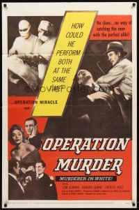 9b665 OPERATION MURDER 1sh '57 Dr. Tom Conway is accused of operating & killing at the same time!