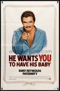 9b683 PATERNITY 1sh '81 great Lettick parody art of Burt Reynolds pointing like Uncle Sam!