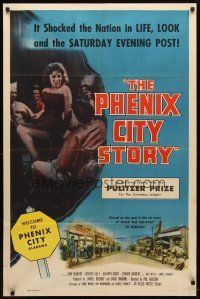 9b691 PHENIX CITY STORY style A 1sh '55 classic noir, it took the military to subdue their sin!