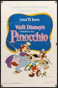 9b694 PINOCCHIO 1sh R78 Disney classic fantasy cartoon about a wooden boy who wants to be real!