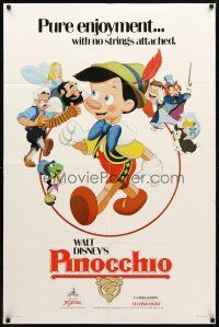 9b695 PINOCCHIO 1sh R84 Disney classic fantasy cartoon about a wooden boy who wants to be real!