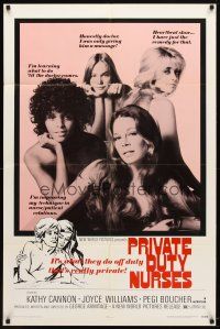 9b709 PRIVATE DUTY NURSES 1sh '71 sexy Kathy Cannon & Joyce Williams, hospital sexploitation!