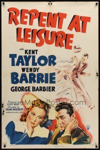 9b736 REPENT AT LEISURE style A 1sh '41 great art of newlyweds Wendy Barrie & Kent Taylor!