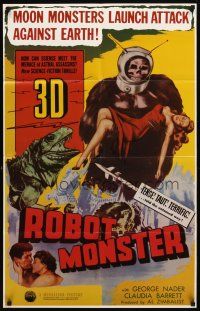 9b751 ROBOT MONSTER 1sh R81 3-D, the worst movie ever, great wacky art!
