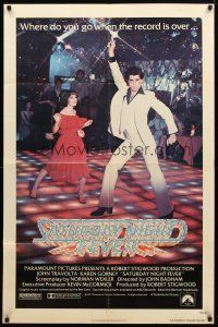 9b774 SATURDAY NIGHT FEVER 1sh '77 best image of disco dancer John Travolta & Karen Lynn Gorney!