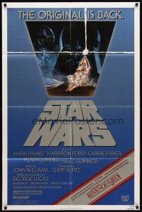 9b837 STAR WARS 1sh R82 George Lucas classic sci-fi epic, great art by Tom Jung!