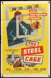 9b843 STEEL CAGE 1sh '54 Paul Kelly is a criminal inside San Quentin prison!