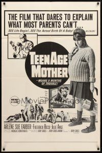 9b887 TEENAGE MOTHER 1sh '66 way more than nine months of trouble, Jerry Gross camp classic!