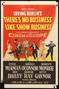 9b895 THERE'S NO BUSINESS LIKE SHOW BUSINESS 1sh '54 Marilyn Monroe & cast members in line-up!