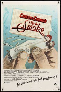 9b928 UP IN SMOKE style B revised 1sh '78 Cheech & Chong marijuana drug classic, great art!