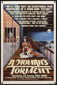 9b984 WOMAN'S TORMENT 1sh '77 lesbian sex horror thriller, art of nearly nude Tara Chung!