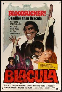 9c398 BLACULA 40x60 '72 black vampire William Marshall is deadlier than Dracula, great image!