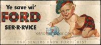 9c059 FORD SER-R-RVICE billboard '50s Jerome Rozen artwork of child in plaid diaper & beret!