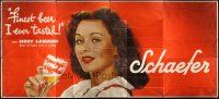 9c053 SCHAEFER BEER billboard '48 image of sexy Hedy Lamarr holding nearly empty glass of beer!