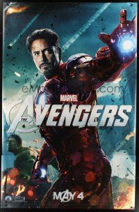 9c540 AVENGERS 2-sided vinyl banner '12 Robert Downey Jr. as Iron Man, The Hulk, Hawkeye!