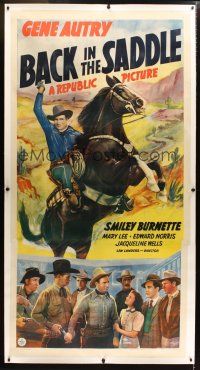9d025 BACK IN THE SADDLE linen 3sh '41 singing cowboy Gene Autry on his rearing horse Champion!