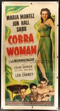 9d030 COBRA WOMAN linen 3sh '44 full-length sexy Maria Montez, plus Jon Hall, Sabu & Lon Chaney!