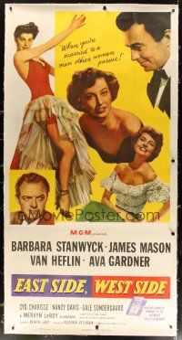 9d032 EAST SIDE WEST SIDE linen 3sh '50 Barbara Stanwyck, James Mason, sexy full-length Ava Gardner!