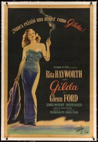 9d128 GILDA linen Argentinean '46 most classic art of sexy Rita Hayworth in sheath dress!