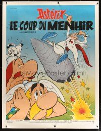 9d011 ASTERIX & THE BIG FIGHT linen French 1p '89 wacky comic cartoon art by Albert Uderzo!