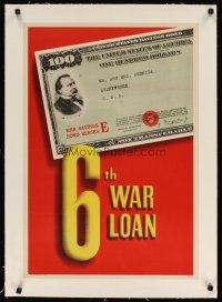 9d046 6TH WAR LOAN linen 19x28 WWII war bonds poster '44 for Mr. and Mrs. America everywhere!