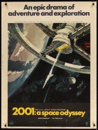 9e010 2001: A SPACE ODYSSEY 30x40 '68 Stanley Kubrick, art of space wheel by Bob McCall!