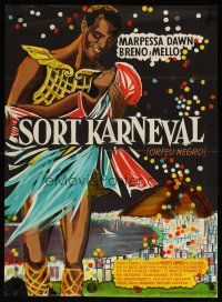 9e218 BLACK ORPHEUS Danish '59 Marcel Camus' Orfeu Negro, wonderful art over Rio De Janeiro!
