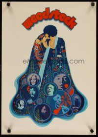 9e117 WOODSTOCK German 16x23 '70 classic rock & roll concert, great Richard Amsel art!