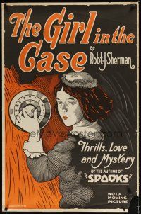 9e087 GIRL IN THE CASE stage play poster '22 cool stylized art of pretty girl cracking safe!