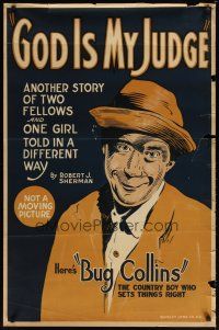 9e088 GOD IS MY JUDGE stage play poster '20s art of Bug Collins, country boy who set things right!