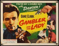 9e042 GAMBLER & THE LADY 1/2sh '52 great images of Dane Clark smoking, fighting & romancing!