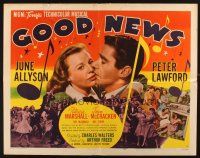 9e045 GOOD NEWS style A 1/2sh '47 June Allyson & Peter Lawford kissng + lots of people dancing!