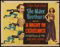 9e052 NIGHT IN CASABLANCA style B 1/2sh '46 wonderful art of Marx Brothers, Groucho, Chico & Harpo!