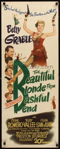 9e028 BEAUTIFUL BLONDE FROM BASHFUL BEND insert '49 Preston Sturges, Betty Grable has big guns!