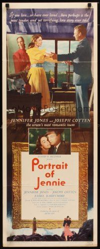 9e035 PORTRAIT OF JENNIE insert '49 Joseph Cotten loves beautiful ghost Jennifer Jones!