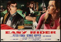 9e144 EASY RIDER English Italian photobusta '69 great close up of biker Peter Fonda w/sexy ladies!