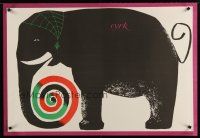 9e280 CYRK Polish 27x38 circus poster '64 wonderful artwork of elephant by Hubert Hklscher!