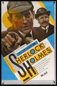 9e019 RETURN OF SHERLOCK HOLMES TV special 30x46 '86 cool detective art with Watson by Paul Davis!