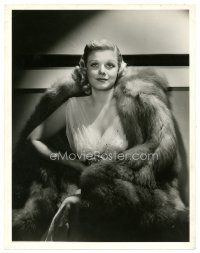9f223 SARATOGA 10x13 still '37 beautiful Jean Harlow in fur with pensive subdued air by Hurrell!