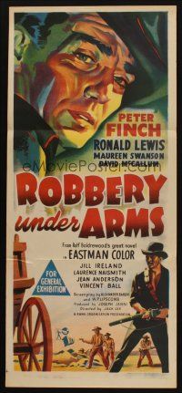 9f268 ROBBERY UNDER ARMS Aust daybill '58 hold up goes wrong in the Australian Outback, classic!