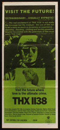 9f270 THX 1138 Aust daybill '71 first George Lucas, Robert Duvall, bleak futuristic fantasy sci-fi!