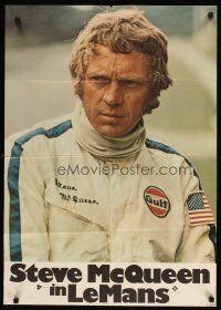 9f301 LE MANS teaser German '71 intense close up of race car driver Steve McQueen in uniform!
