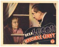 9f134 INVISIBLE GHOST LC '41 c/u of creepy Bela Lugosi looking at scared Terry Walker in window!