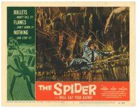 9f177 SPIDER LC #7 '58 Bert I. Gordon sci-fi, great image of man stuck in wacky rope web!