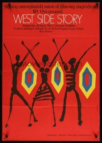 9f411 WEST SIDE STORY Polish 23x33 '73 Academy Award winning musical, great Stachurski art!