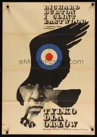 9f414 WHERE EAGLES DARE Polish 23x33 '72 different Maciej Zbikowski art of Richard Burton & bird!